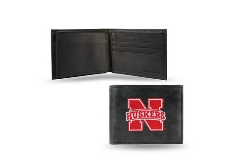 Nebraska Cornhuskers Embroidered Leather Billfold [NEW] Trifold Wallet ID Card Cover