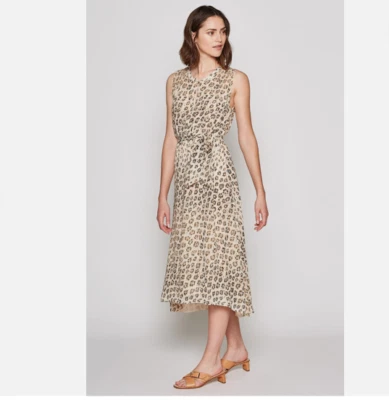 Vestido Joie Corrin Estampado Leopardo Seda Sin Mangas Túnica Fluido Midi Nuevo con Etiquetas XL Foto 1 de 4