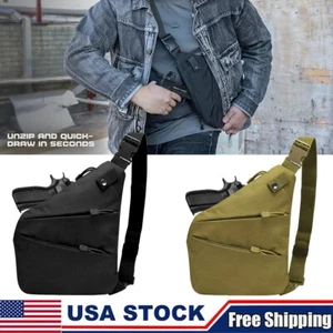 Borsa pistola tattica nascosta trasporto uomo spalla destra antifurto nylon petto bag - Foto 1 di 21