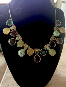 RARE VINTAGE CROWN TRIFARI MULTI BEZEL STONE SLIDE NECKLACE - Picture 1 of 3