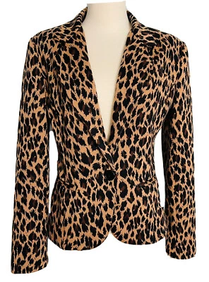 Blazer Newport News Mujer Marrón Estampado Animal Un Botón Poli Tejido 60749 Talla 2 Foto 1 de 4