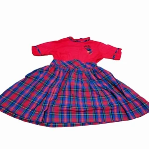 Vintage Christmas Dress Tartan Plaid Handmade Holiday Dress Girls SZ 14 - Picture 1 of 7