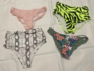 Lote 4 Calcinha de Biquíni Tamanho M Média Apenas Rosa Floral Branco Preto Amarelo - Imagem 1 de 3