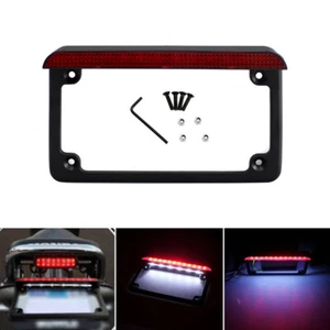 License Plate Frame Bracket w/LED Brake Number Plate Light For Harley Chopper - Picture 1 of 11