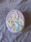 Beautiful Hand Painted Oval Unicorn Jewelry Box 1987