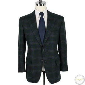 Giacca Kiton Verde Blu 100% Cashmere Quadri Tweed Morbido 3/2 Rotoli 42S $11580 - Foto 1 di 11
