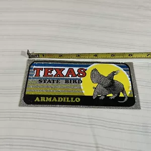 Rare VINTAGE Sparkly State Sticker "TEXAS State Bird Armadillo" 80s NEW - Picture 1 of 6