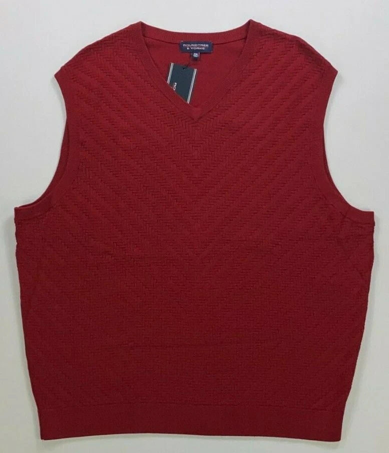 NUEVO Chaleco Suéter Para Hombre Grande y Alto Diseño Tejido Roundtree & Yorke Nuevo con Etiquetas Foto 1 de 1