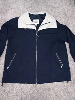 Chaqueta Mulberry Street Para Hombre Negra con Borde Beige Cremallera Completa Talla Grande Foto 1 de 4