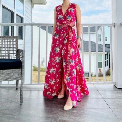 New York & Co. NWT Pink Floral Wrap Maxi Dress Size XS Sleevless - Image 1 of 4
