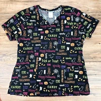 SB скрабы черный Хэллоуин медицинский скраб верхняя рубашка женский размер M  - Изображение 1 из 4