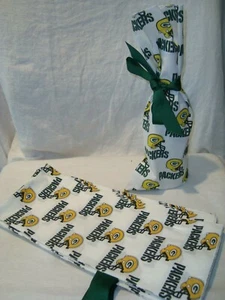 Green Bay Packers NFL Football White Cotton Fabric Wine/Gift Bag NEW - Picture 1 of 1