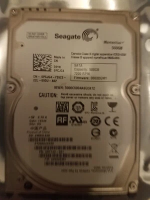 Seagate ST9500423AS 500GB 2.5" SATA HD PN 9RT143-031 FW: 0003DEM1 SU - Image 1 of 3