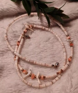 VTG Native American (4) Bird Fetish Bead Necklace, 21" Shell Heishi, Coral Chips - Picture 1 of 11