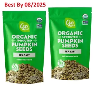 2 packs Go Raw Sprouted Organic Pumpkin Seeds With Sea Salt 22oz, Non GMO - Picture 1 of 5