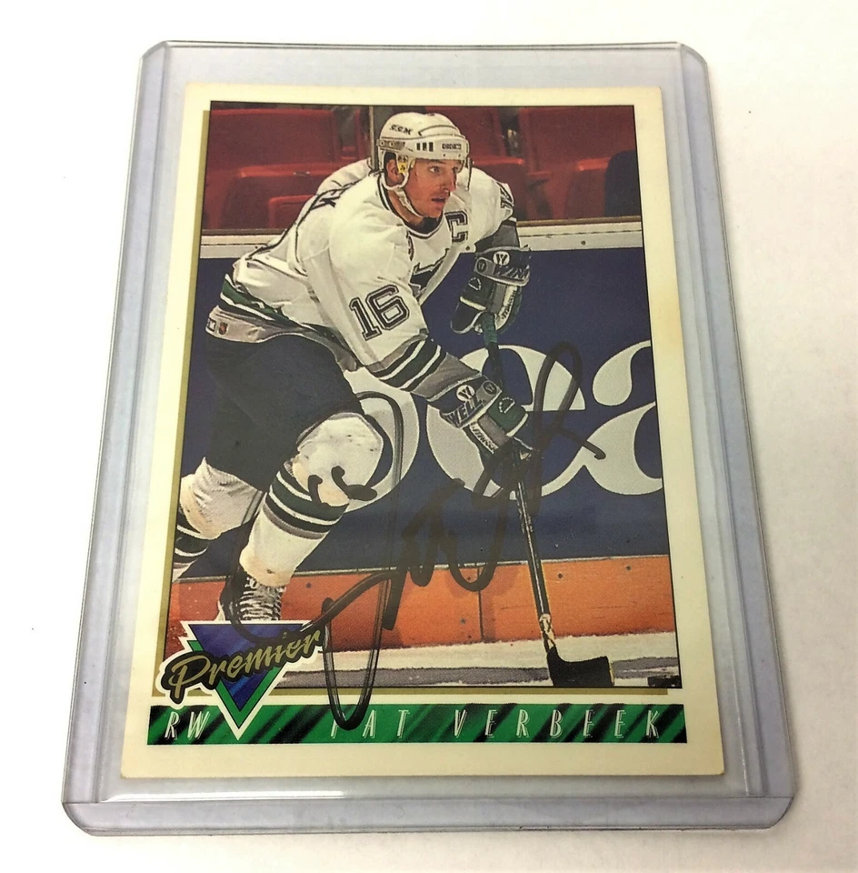 1993 Topps Pat Verbeek #47 Hartford Whalers Premier Signed Auto Hockey Card - Image 1 of 4