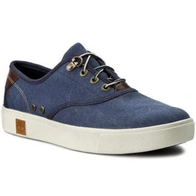 Mens Timberland Amherst Oxford A17M2 Blue Canvas Lace Up Walking Casual Shoes - Image 1 of 3