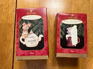 Hallmark Keepsake 1997 Mom Teapot & Dad Shave Mug Mouse Ornaments - Picture 1 of 5