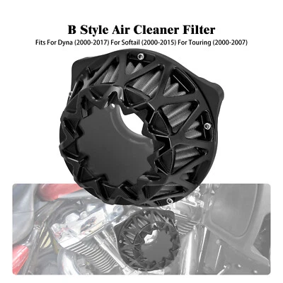 Black Air Cleaner Filter Fits For Harley Touring 00-07 Softail 00-15 Dyna 00-17 - Image 1 of 4