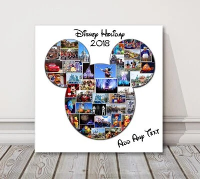 Impresión de lienzo navideño en forma de Disney. Mickey Mouse, collage de fotos. Foto 1 de 3