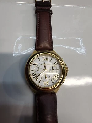 Michael Kors MK2266 Camille Brown Leather Gold White Chrono Women's Watch - Image 1 of 4