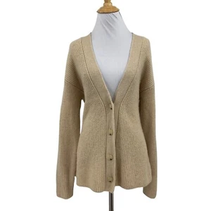Vince Cardigan Womens M Medium Khaki Wool Cashmere Blend Drop Shoulder *READ - Picture 1 of 12