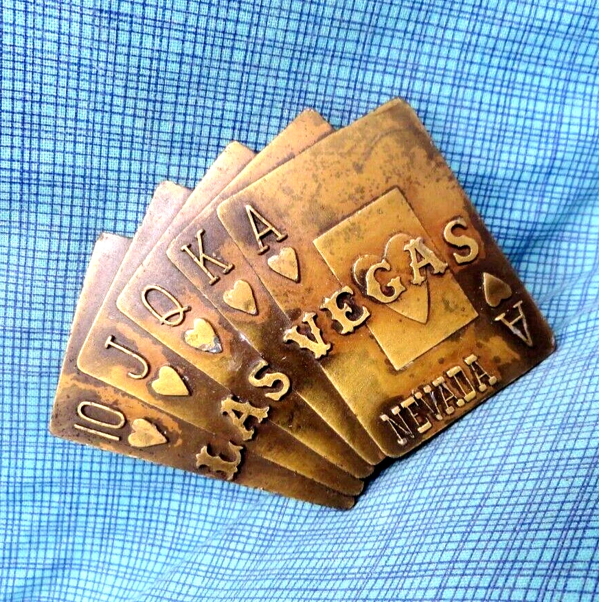 Las Vegas Royal Flush Cinturón Hebilla Tarjetas Jugador Poker De Colección Años 80 Pacific B&B.SHY355 Foto 1 de 4