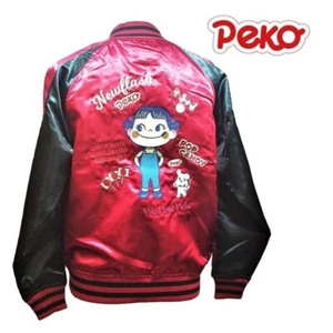 Peko chan Fujiya Milky Satin Embroidery Jacket Unisex Japan L (US:M) Red x Black - Bild 1 von 6