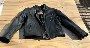 Giacca pelle moto biker uomo Walter Dyer vintage full zip tg. 40 Nero - Foto 1 di 12