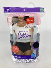 NWT Women Hanes Ultimate Breathable Cotton Briefs 6 Pairs Assorted Tagless 8/XL
