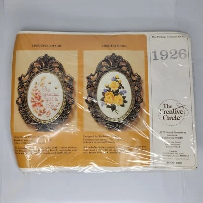 Círculo Creativo Enmarcado Lienzo Punto de Cruz Punta de Aguja #1926 Nuevo de Lote Antiguo Flores Floral Foto 1 de 4