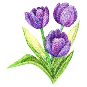 Sweet Tulips in Watercolor Bathroom Hand Towels EMBROIDERED SET Vibrant - Picture 1 of 2