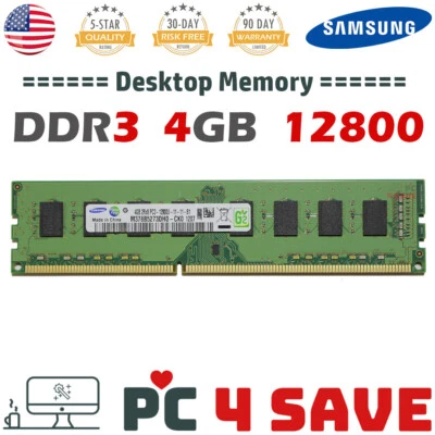 Samsung 4GB DDR3-1600 Desktop Memory 2RX8 PC3-12800U 1.5V UDIMM Dell HP Lenovo - Image 1 of 2
