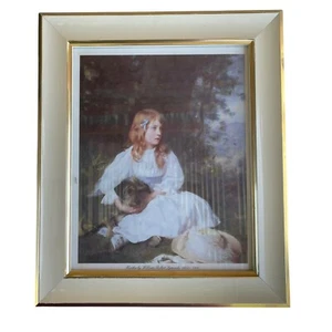 Vintage Framed Print Heather by William Robert Symonds Girl with Dog Art - Bild 1 von 7