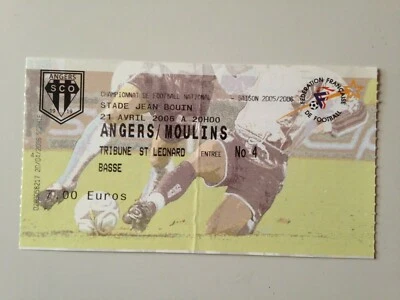 TICKET MATCH ANGERS SCO - MOULINS 21 AVRIL 2006 - CHAMPIONNAT FRANCE - Photo 1/2
