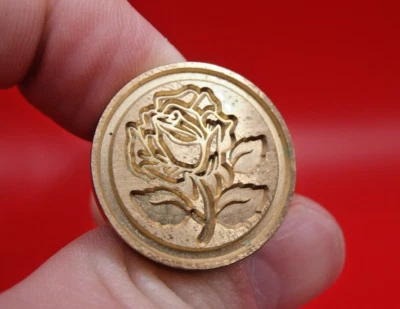 Modern Brass & Wood Gardenia Flower with Leaves Sealing Wax Stamp Seal - Image 1 of 4