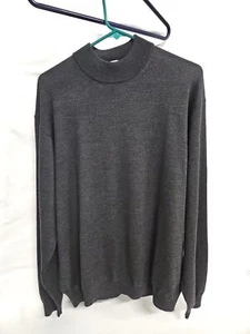 Vintage Pronto-Uomo uomo grande 100% lana merino extra fine finto collo grigio scuro - Foto 1 di 8