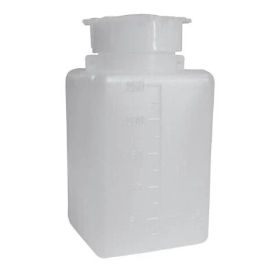 KARTELL LABWARE Bottiglia in plastica rettangolare, 250 ml, collo largo, tappo a vite, graduata