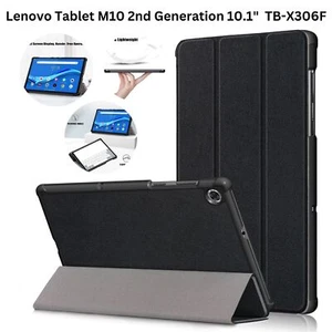 Case For Lenovo Tab M10 HD 2nd Gen 10.1" TB-X306F Leather Magnetic Smart Cover - Picture 1 of 5