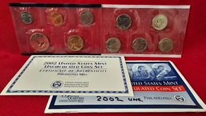2002 P Uncirculated United States 10 Coin Mint Set Original Cello & Envelope - Picture 1 of 3