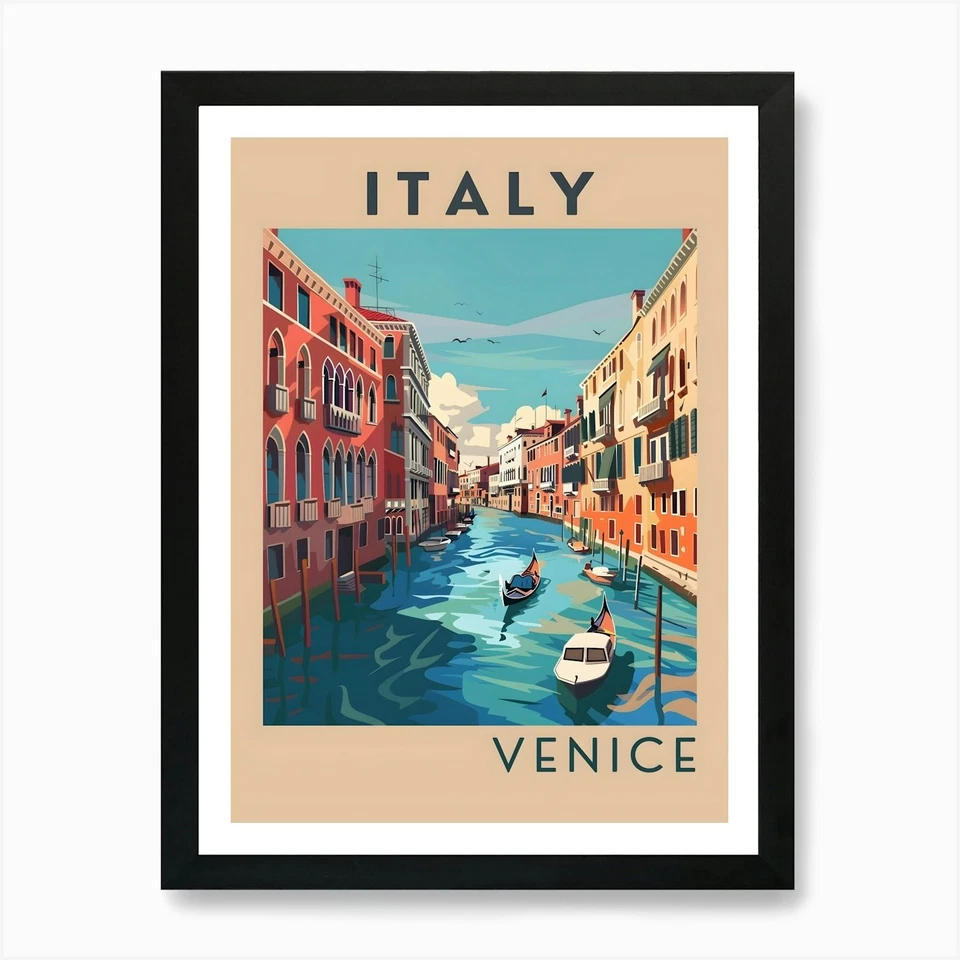 Italy Venice Art Print Framed Wall Art Poster Canvas Print Picture - Image 1 of 1
