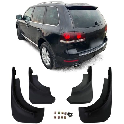 Kit paraspruzzi anteriore e posteriore nero per Vw Touareg I 7L 2002-2010