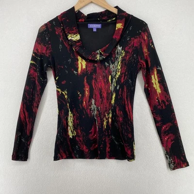 Blusa VIVIENNE TAM Top S Capucha Cuello Tie Dye Manga Larga Malla Forrada Negra Foto 1 de 4
