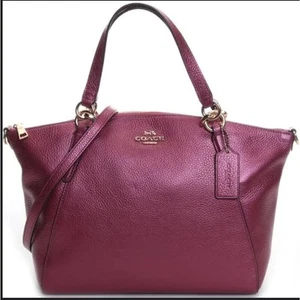 Coach Metallic Pebble Leather Small Kelsey Satchel Antique Blush - Picture 1 of 12