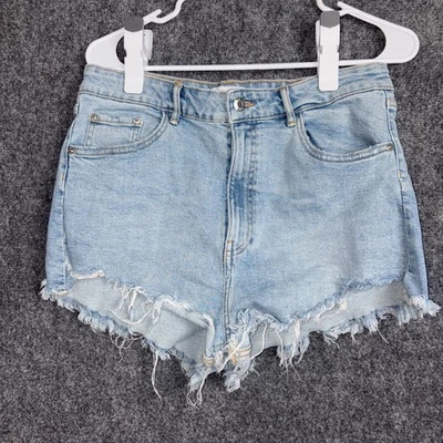 Pantalones Cortos Zara Para Mujer Talla 12 Azul Denim Cortados Dobladillo Crudo Grunge Vaquera Festival Foto 1 de 4