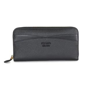 PRADA Zipped Around Long Wallet Saffiano Leather Black 1ML506 90291738 - Picture 1 of 9