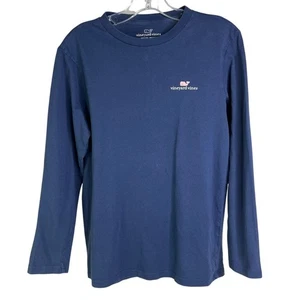 Vineyard Vines T-Shirt Boy L Navy Long Sleeves Vintage Whale Logo Classic Cotton - Picture 1 of 7