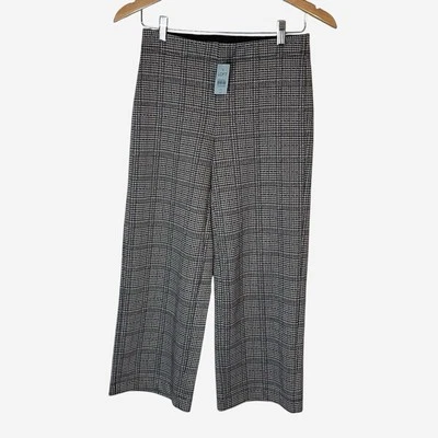 Pantalones al Tobillo Loft XSP Pierna Ancha Brillo Cuadros Negro Gris Pull-On Cintura Elástica NUEVO Foto 1 de 4