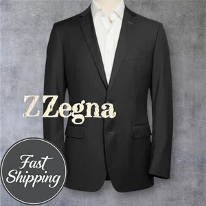 Z ZEGNA Wool Mens 42R US 52R EU Black Blazer Sport Coat Two Button Jacket - Picture 1 of 11