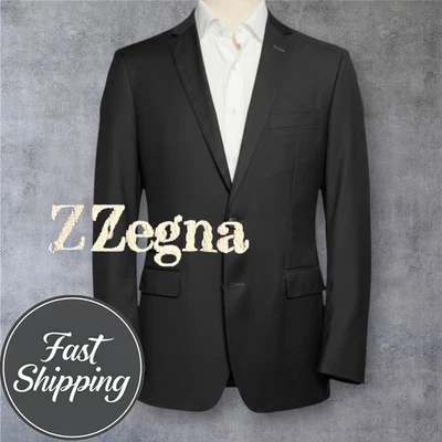 Z ZEGNA Wool Mens 42R US 52R EU Black Blazer Sport Coat Two Button Jacket - Image 1 of 4